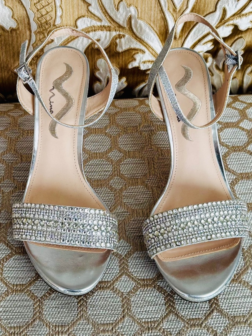 Nina Silver Rhinestone Sandals - Size 8.5 - Very good condition